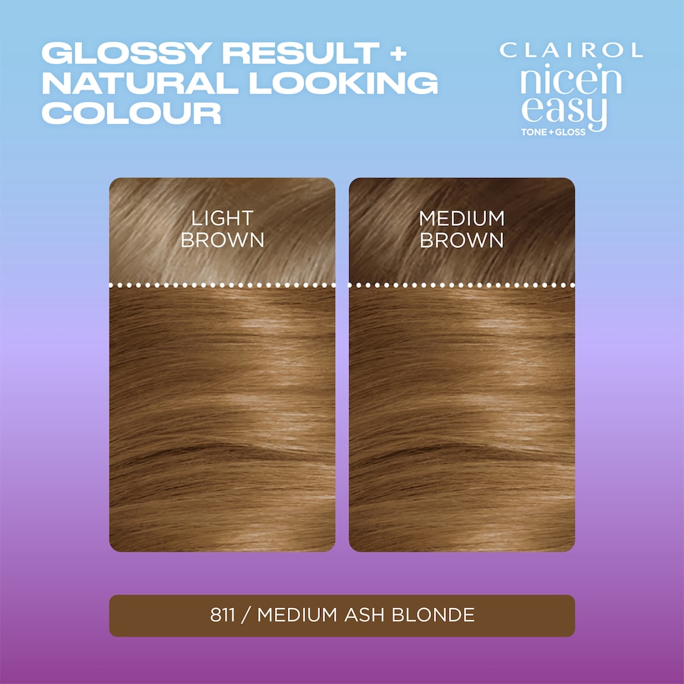image 1 of CLAIROL NICE'N EASY TONE+GLOSS SEMI PERMANENT HAIR DYE - 811/73 MEDIUM ASH BLONDE