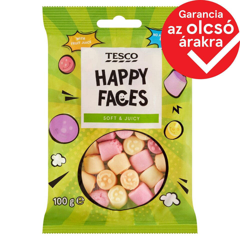 Tesco Happy Faces Fruit Flavoured Jellies 100 g