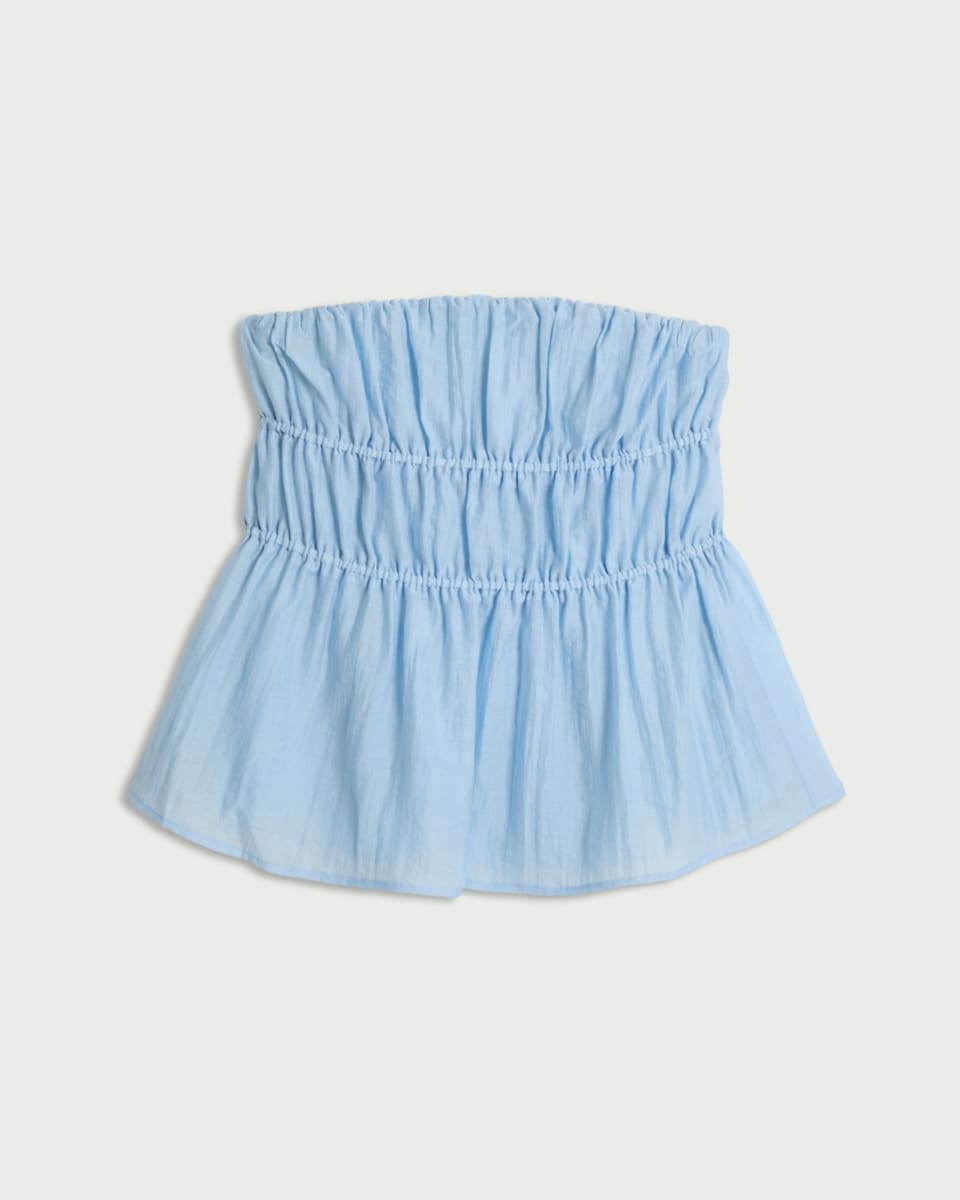 image 1 of F&F Shirred Bandeau Co-ord Top in Blue