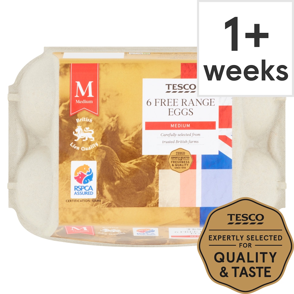 Tesco Free Range Eggs Medium 6 Pack