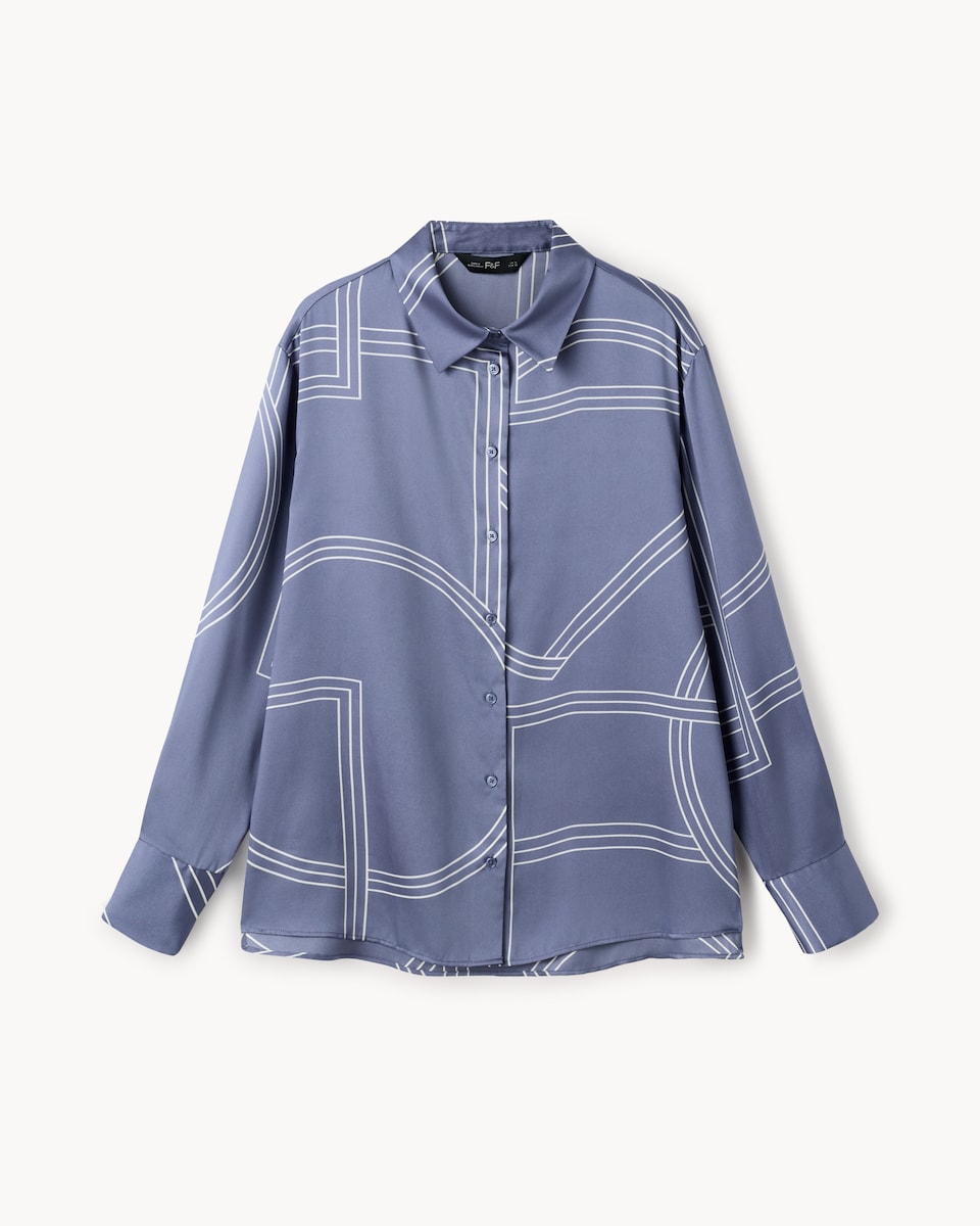 image 1 of F&F Abstract Print Shirt in Blue