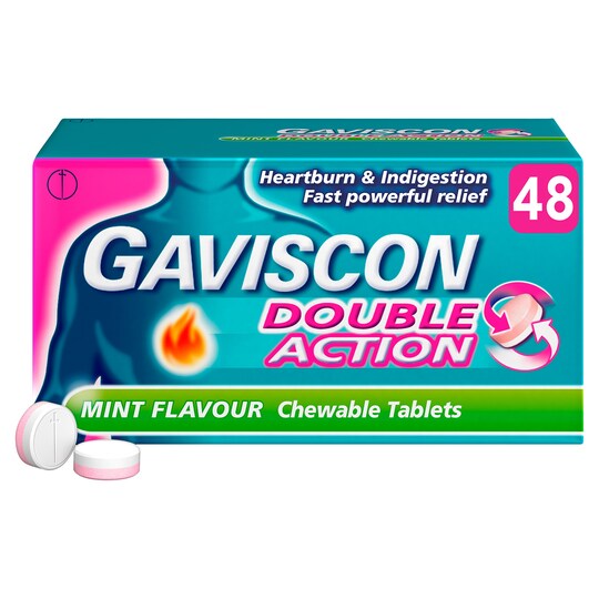 Gaviscon Double Action Mint 48 Tablets Tesco Groceries