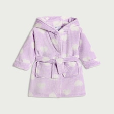F&F Girls Heart Print Hooded Dressing Gown in Lilac