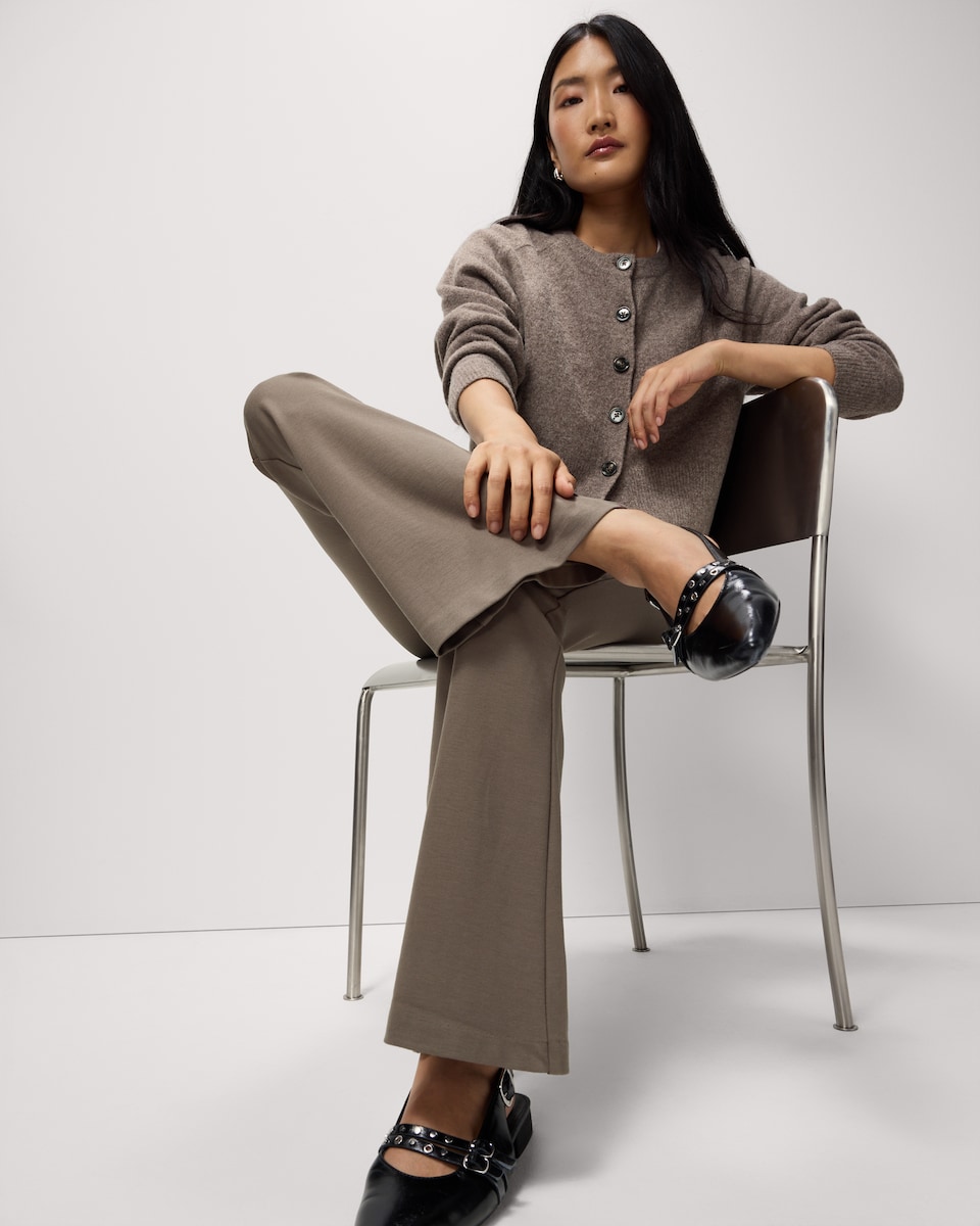 image 1 of F&F Ponte Flared Trousers in Tan