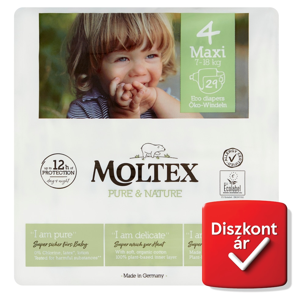 Moltex Pure & Nature ÖKO nadrágpelenka méret: 4 Maxi, 7-18 kg, 29 db