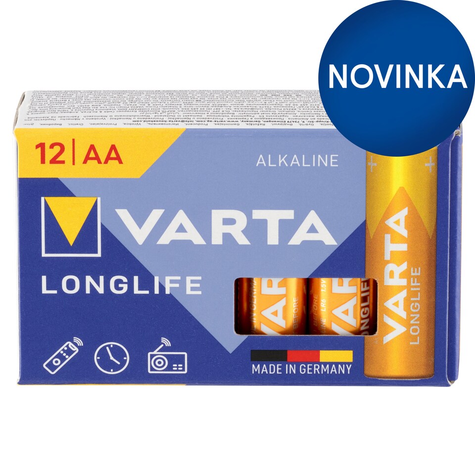 image 1 of VARTA Longlife AA Alkaline Batteries 12 pcs