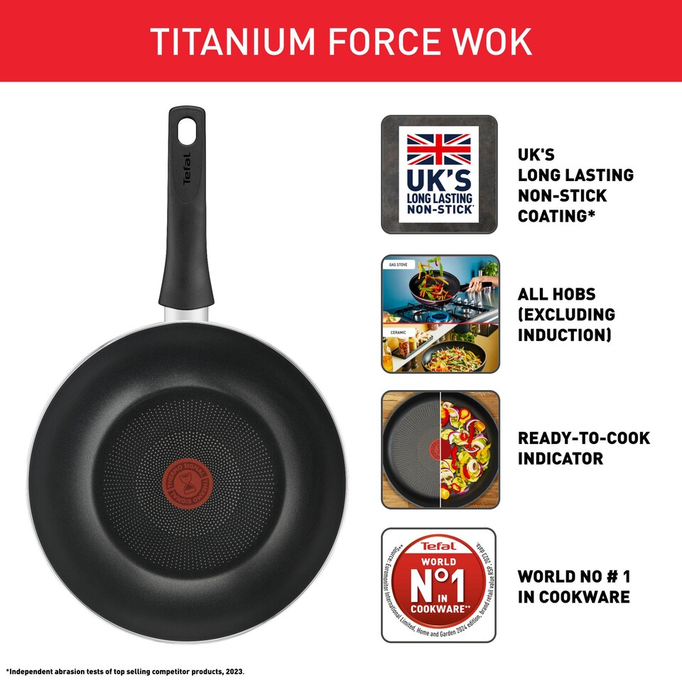 image 1 of Tefal Titanium Force Wok 28Cm