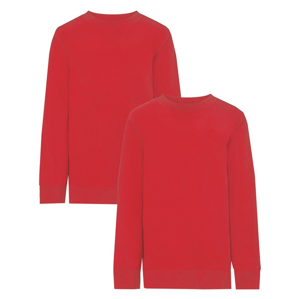 F&F School Unisex 2-Pack Cotton Rich Sweatshirts in Red