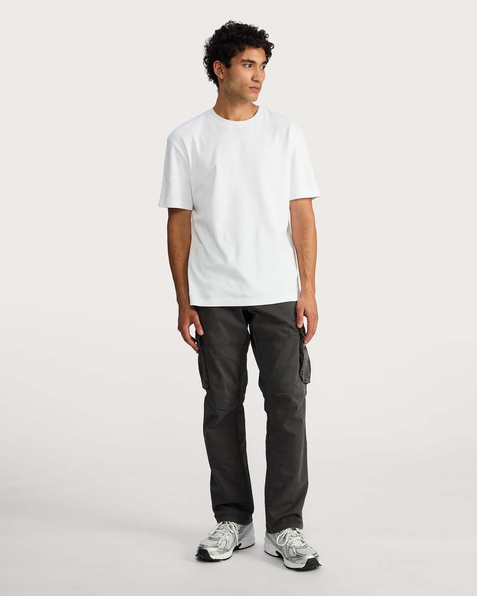 image 1 of F&F Straight Fit Cotton Rich Cargo Trousers in Grey
