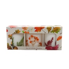 Tesco Autumn Small Pillar Candle Set 3 x 170g