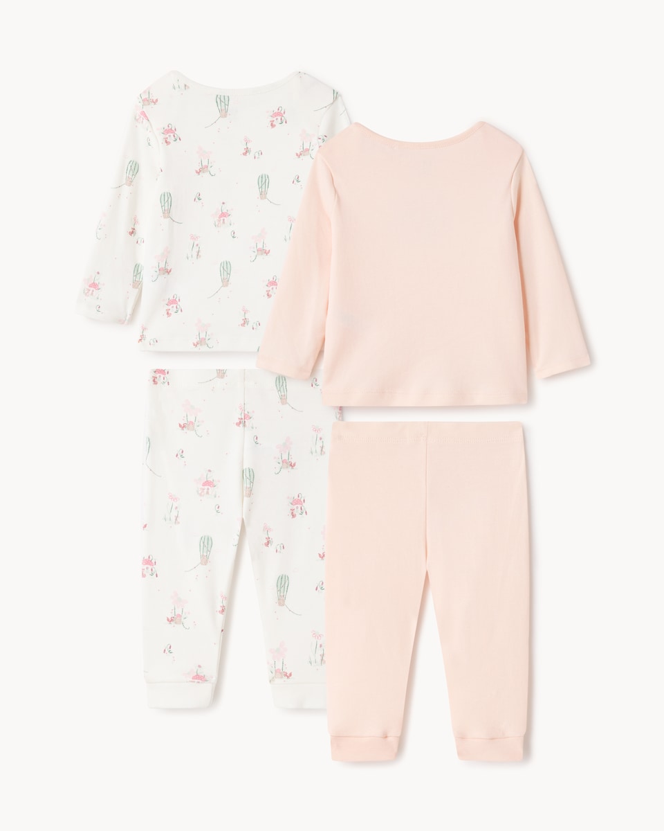 image 1 of F&F Baby 2-Pack Pure Cotton Pyjama Sets in Pink