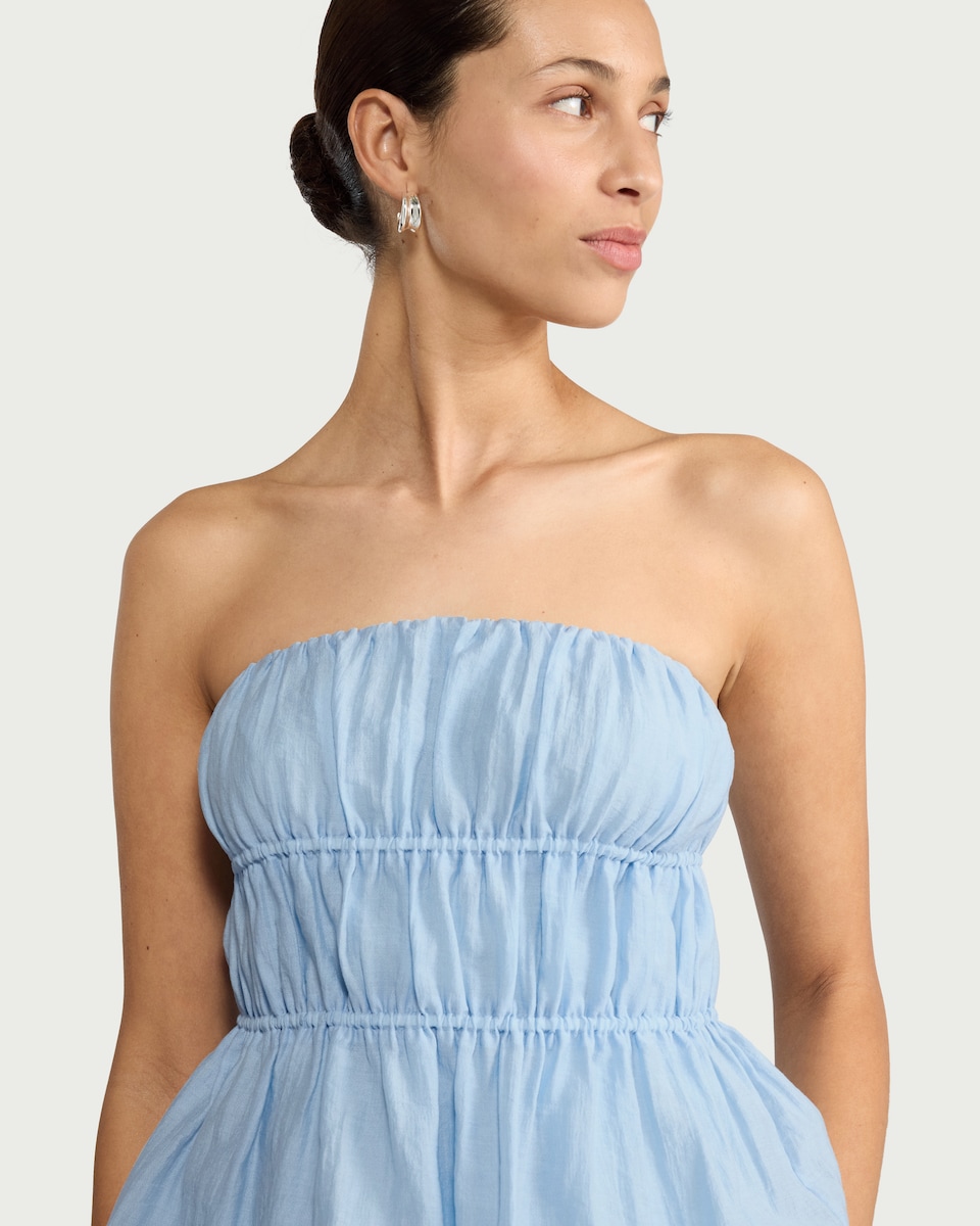 image 1 of F&F Shirred Bandeau Co-ord Top in Blue