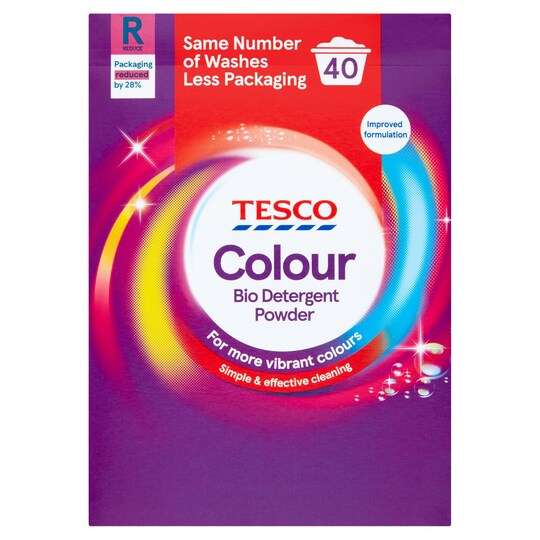 Tesco Colour Bio. Detergent Powder 2.6Kg Tesco Groceries