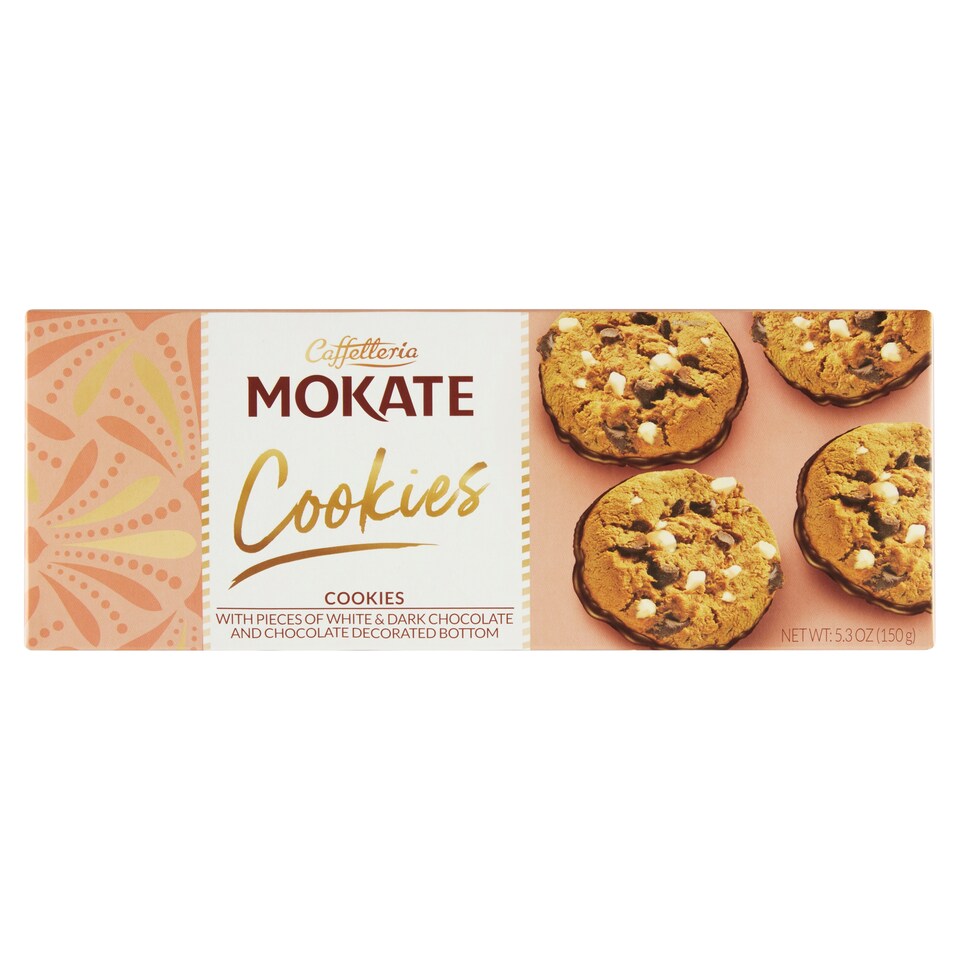 Mokate Caffetteria Biscuits with Pieces of White and Dark Chocolate Dipped in Chocolate 150g
