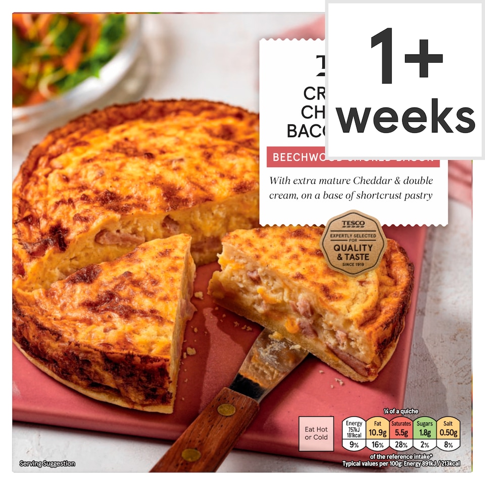 Tesco Crustless Cheddar & Bacon Quiche 340g