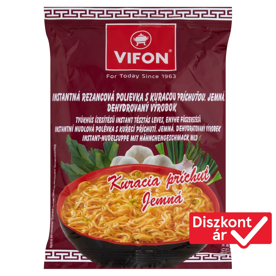 Vifon tyúkhús ízesítésű instant tésztás leves, enyhe fűszerezésű 60 g