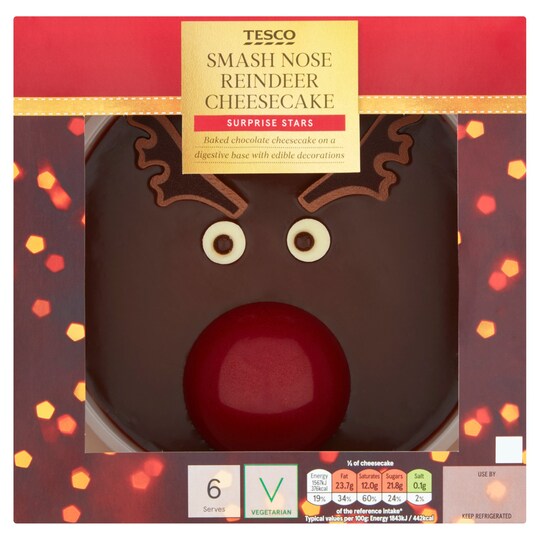 Tesco Smash Reindeer Nose Chocolate Cheesecake 510G Tesco Groceries