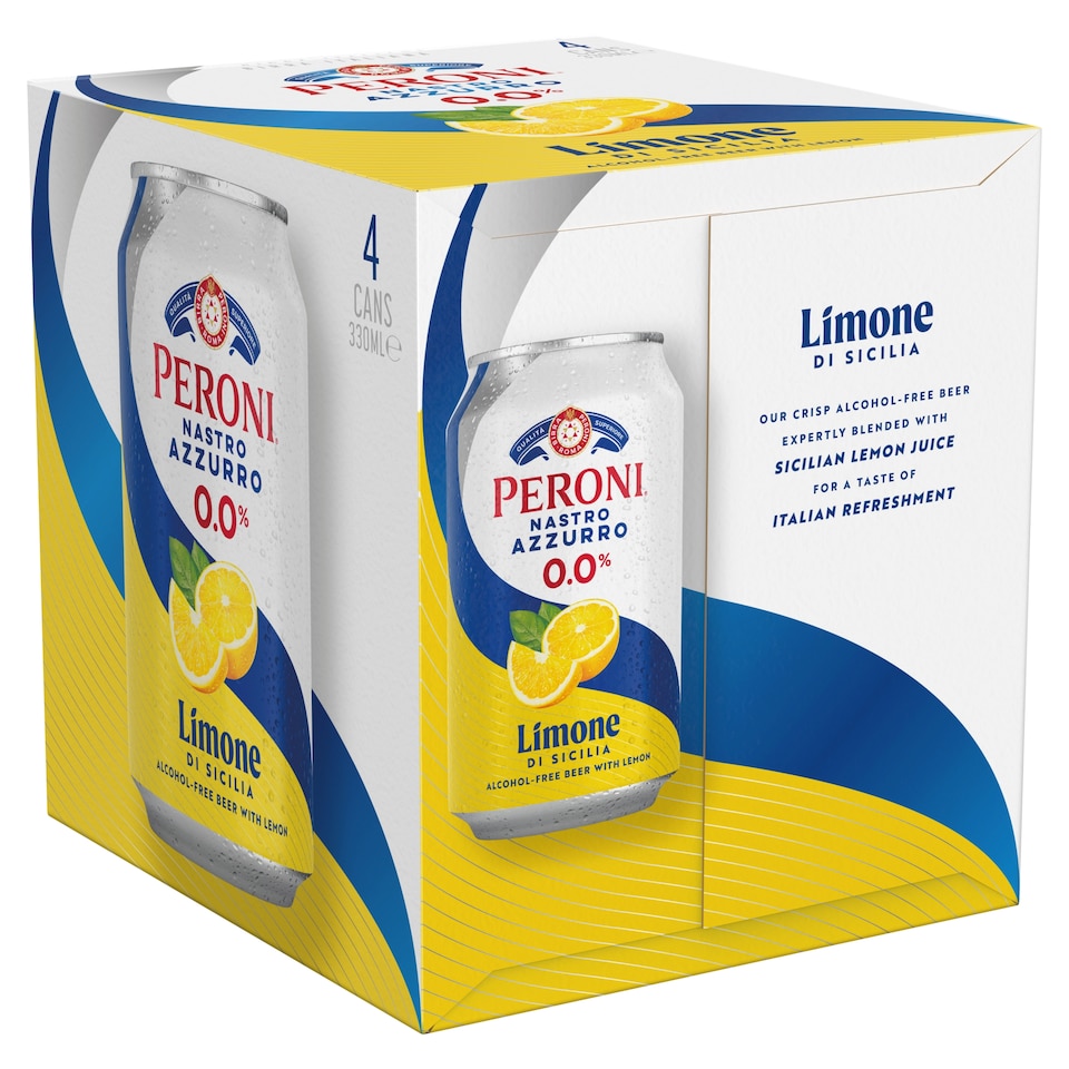 Peroni 0.0% Lemon Alcohol Free Beer Cans 4x330ml