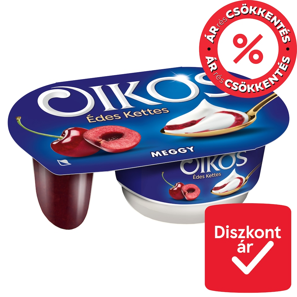 Danone Oikos Édes Kettes élőflórás édesített joghurt meggyszósszal 118 g