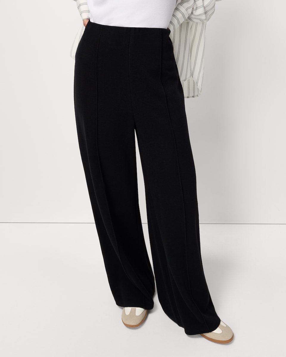 image 1 of F&F Brushed Pintuck Wide Leg Trousers in Black