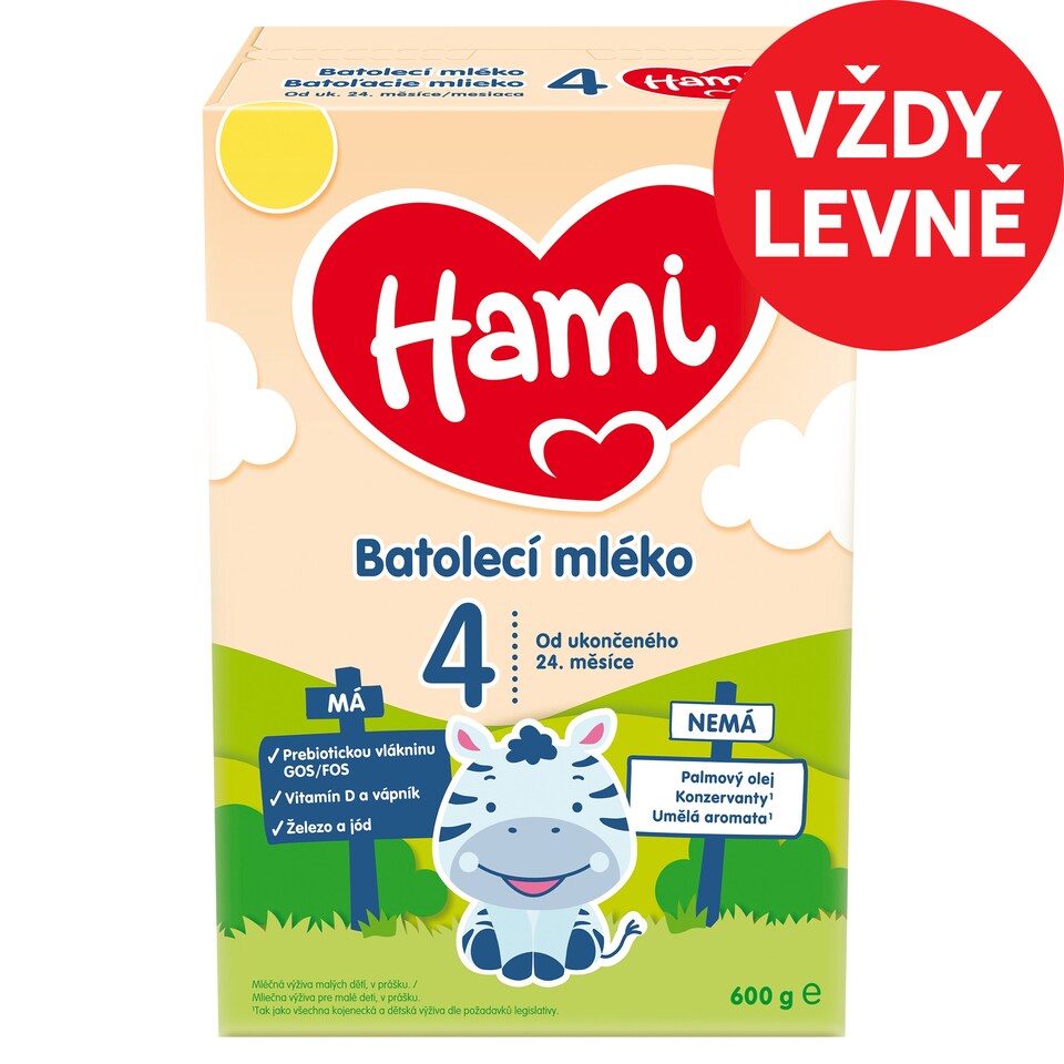 Obrázek 1 pro produkt Hami 4 batolecí mléko od uk. 24. měsíce 600g