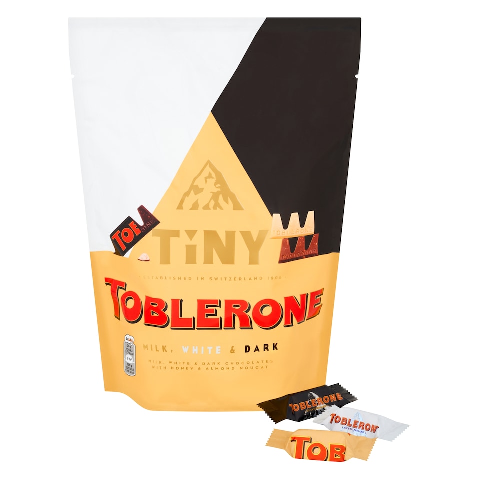 image 1 of Toblerone Tiny Milk/White/Dark Chocolate Bars Pouch 280g