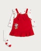 image 1 of Disney Minnie Mouse 3-Piece Pinafore, Bodysuit and Tights Set in Red