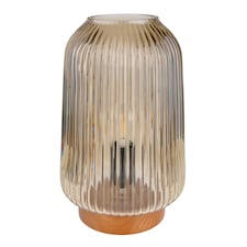 Candlelight Mink & Wood Battery Table Lamp