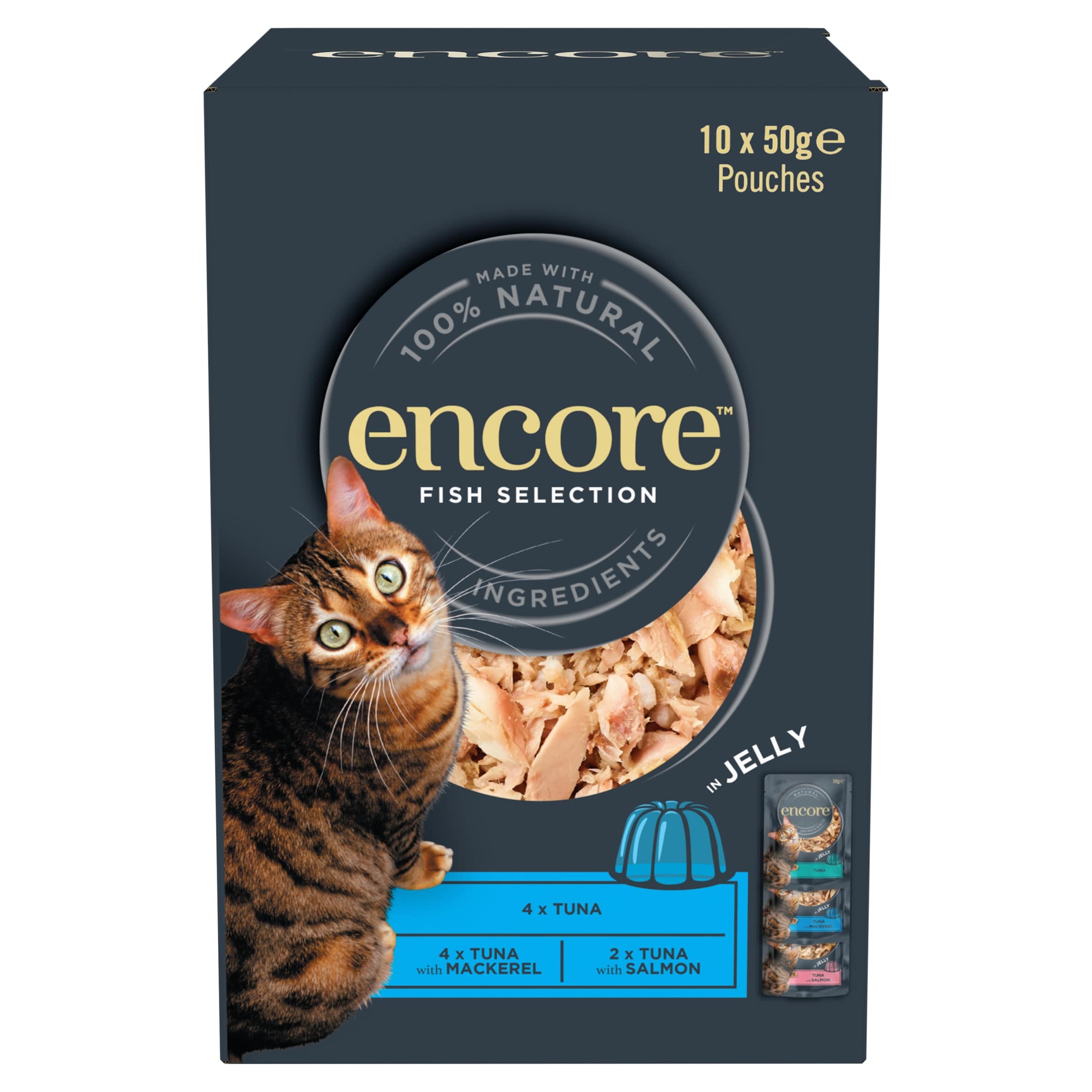 Encore Natural Wet Cat Food Fish Selection in Jelly Pouches 10 x 50g