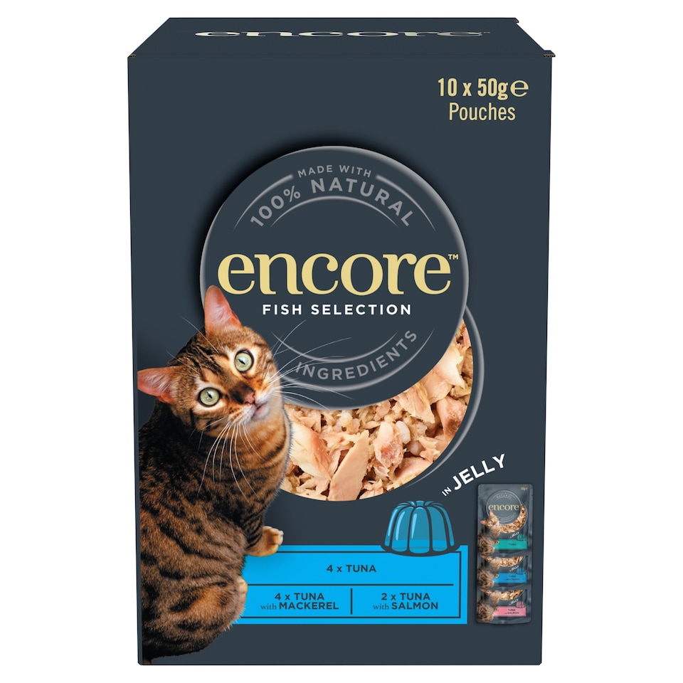 image 1 of Encore Natural Wet Cat Food Fish Selection in Jelly Pouches 10 x 50g