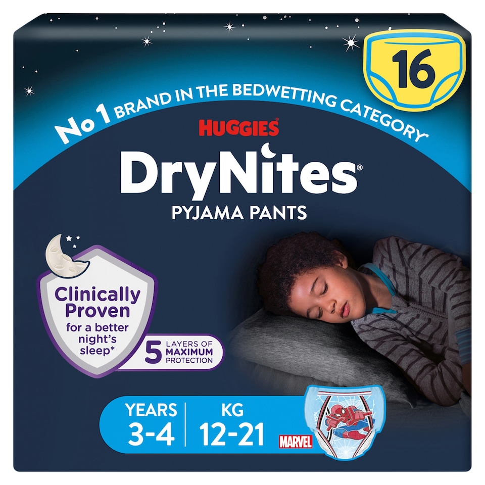 image 1 of Huggies DryNites Pyjama Pants - Age 3-4 16 Pack