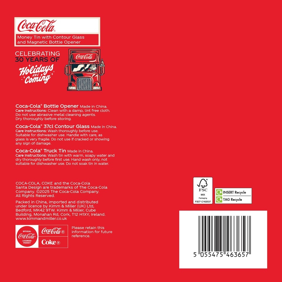 image 1 of COCA-COLA TIN MONEY TRUCK WITH GLASS & BOTTLE OPENER