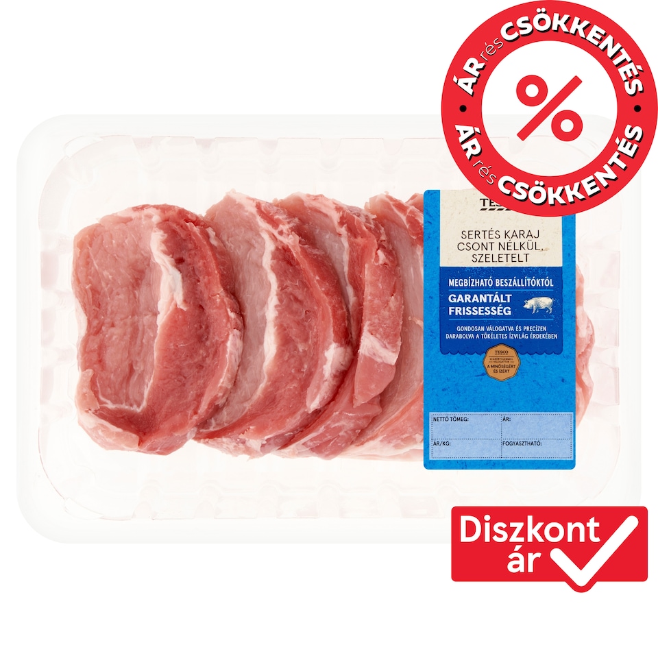 Tesco szeletelt sertés karaj csont nélkül 720 g