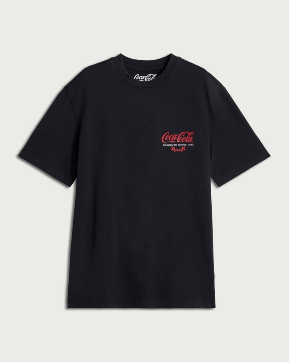 image 1 of Coca-Cola Pure Cotton Football T-Shirt in Black