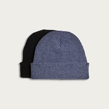 F&F Boys 2-Pack Ribbed Beanie Hats in Multi