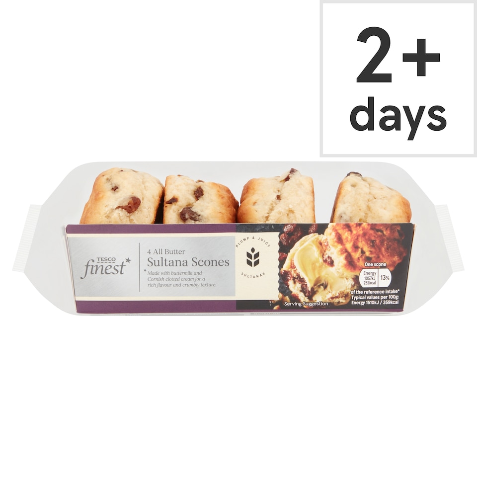 Tesco Finest All Butter Sultana Scones 4 Pack