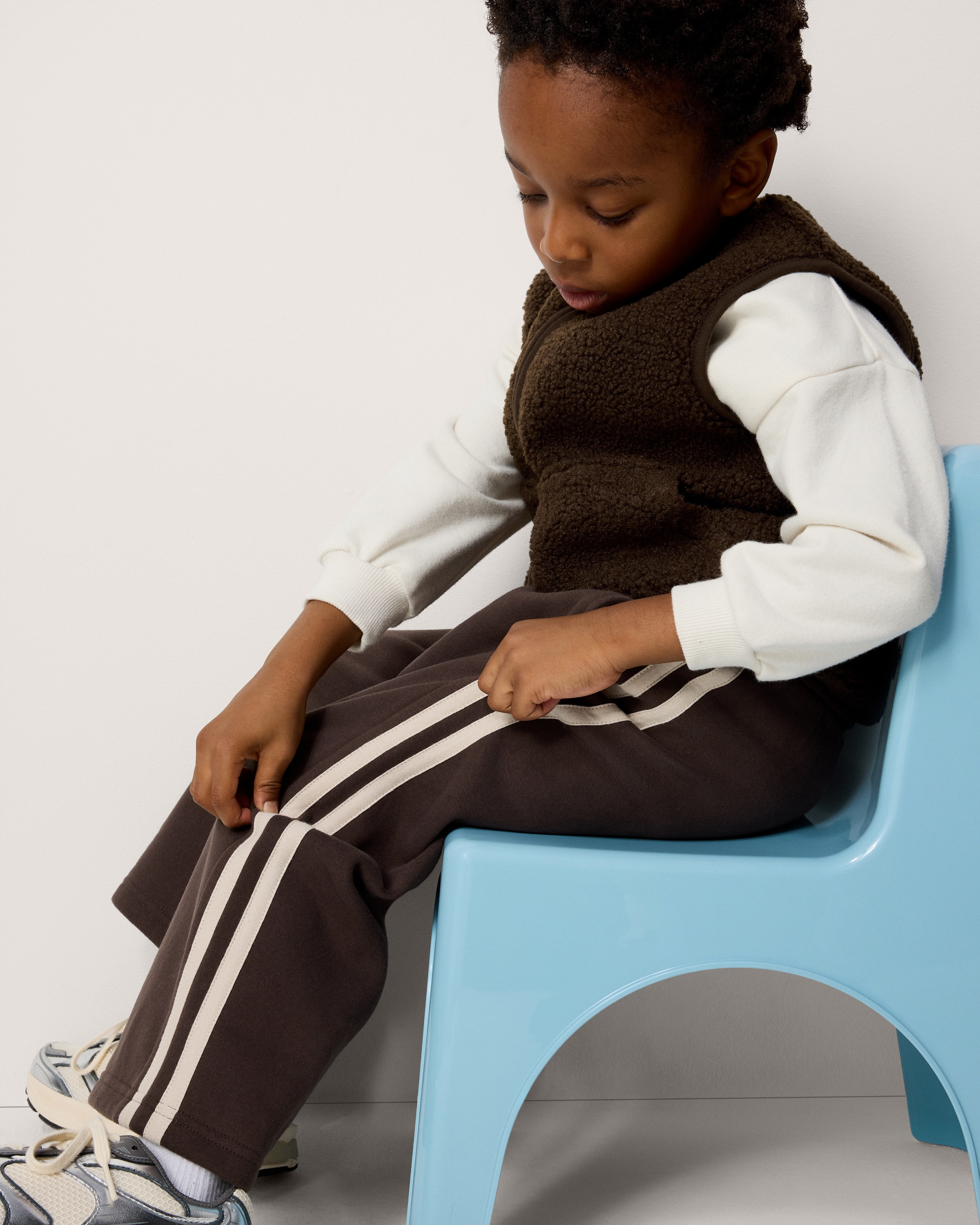 F&F Boys 2-Pack Cotton Rich Side Stripe Wide Leg Joggers in Chocolate