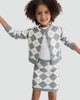 image 1 of F&F x Samantha Faiers 2-Piece Argyle Cardigan and Skirt Set in Grey