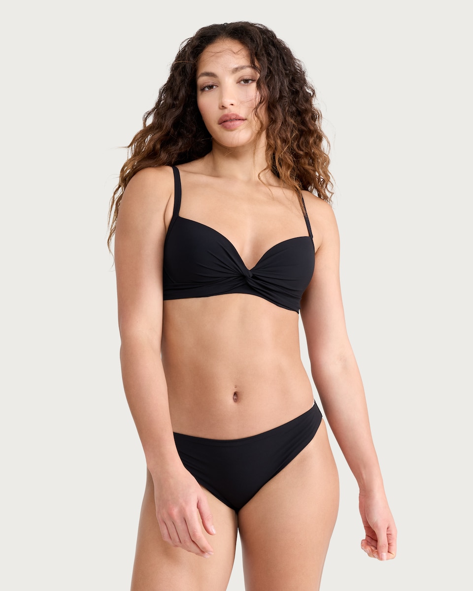 image 1 of F&F Contour Twist Front Bikini Top in Black