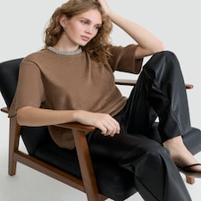 F&F Embellished Neck Top in Tan