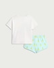 image 2 of Disney Stitch 2-Piece Pure Cotton T-Shirt and Shorts Set in White