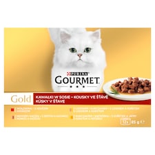 Gourmet Gold Canned Cats Food Beef, Turkey-Duck, Salmon-Chicken, Chicken and Liver 12 x 85 g
