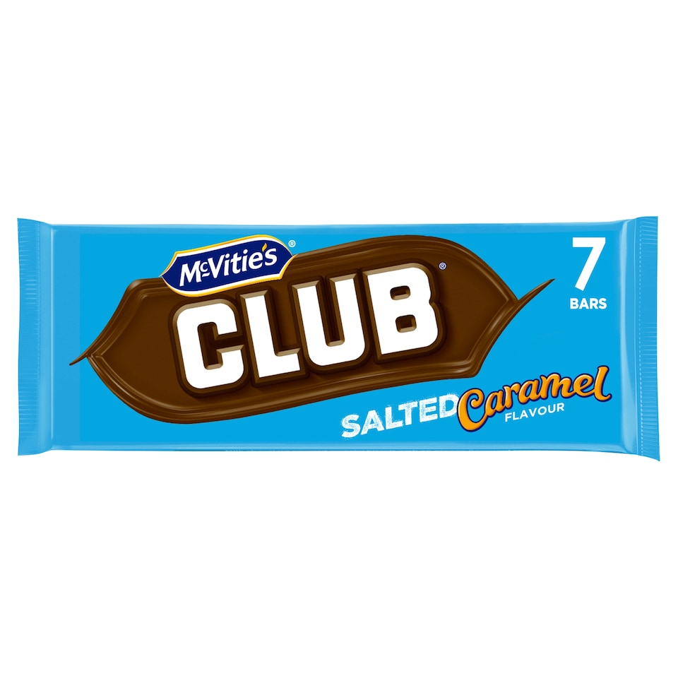 McVitie's Club Salted Caramel Chocolate Biscuit Bars Multipack, 7 Pack 154g
