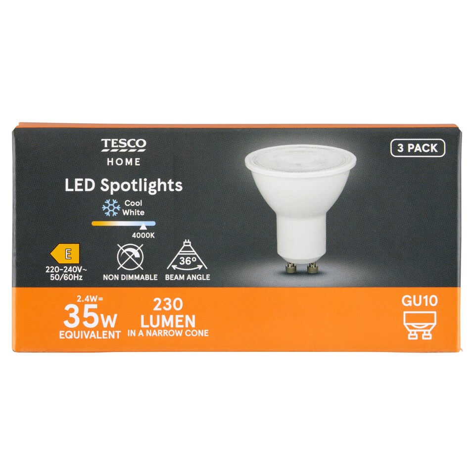 image 1 of Tesco Home LED Bulb 2.4W GU10 Cold White Light 3 pcs