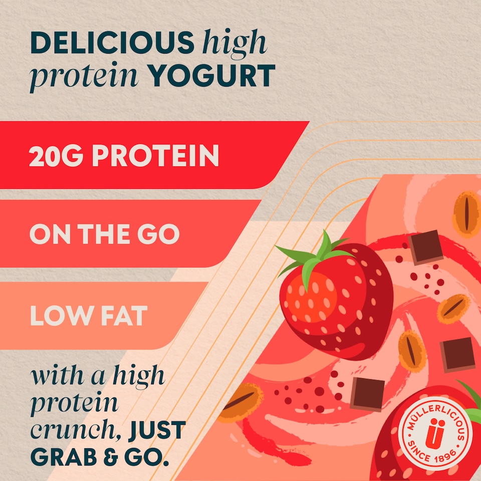 image 1 of Muller X MYProtein CRUNCH Strawberry Yogurt (with protein chocolate granola) 180g