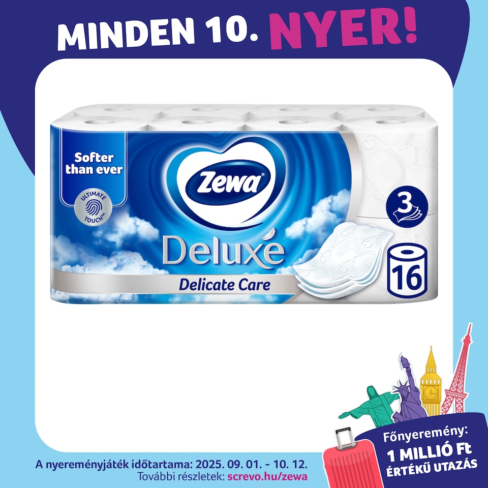 image 1 of Zewa Deluxe Delicate Care Toilet Paper 3 Ply 16 Rolls