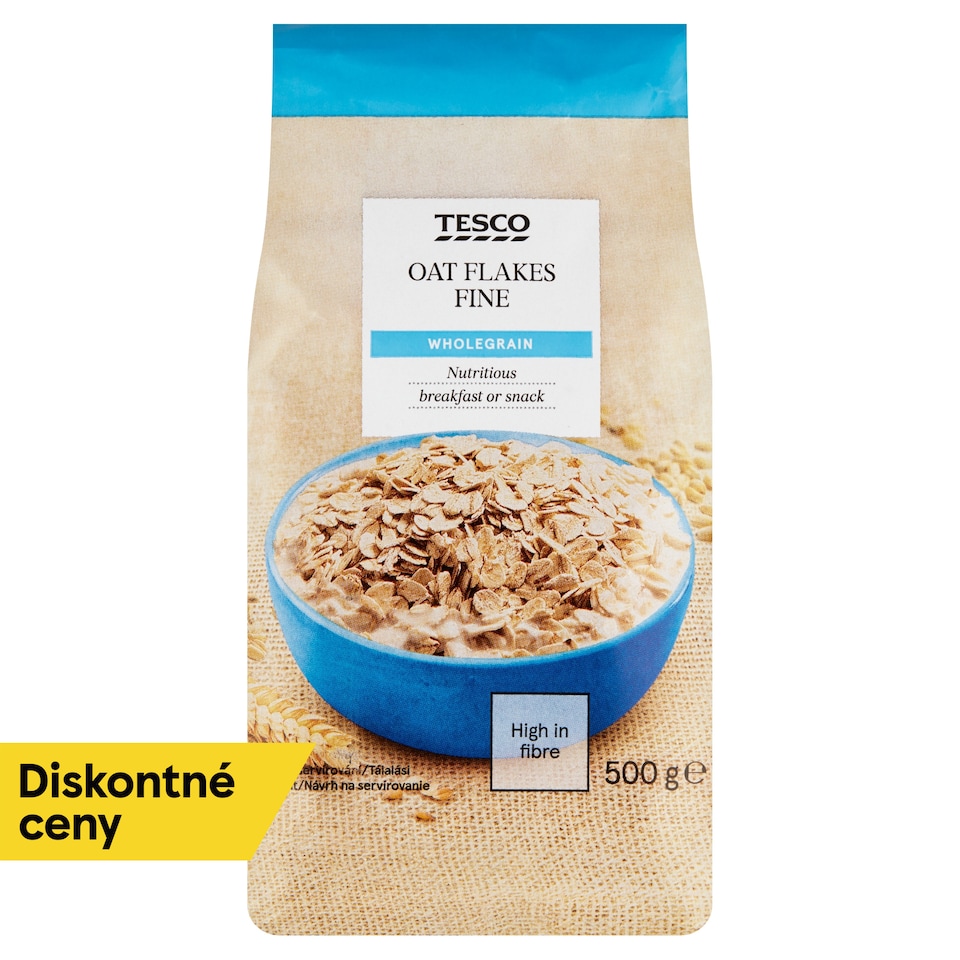Tesco Celozrnné ovsené vločky, jemné 500 g