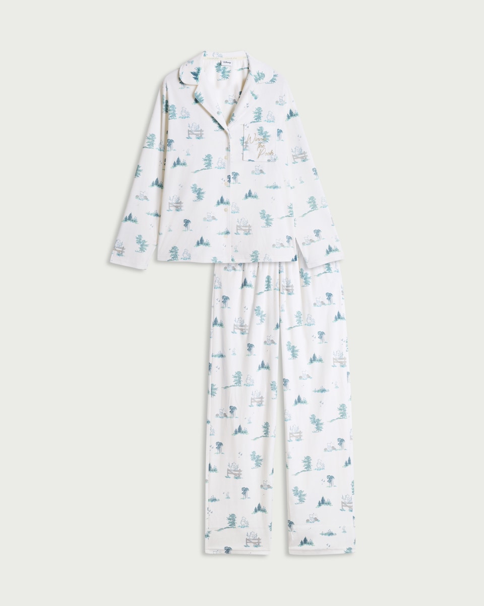 image 1 of Disney Winnie the Pooh Fleece Revere Pyjama Set in Cream
