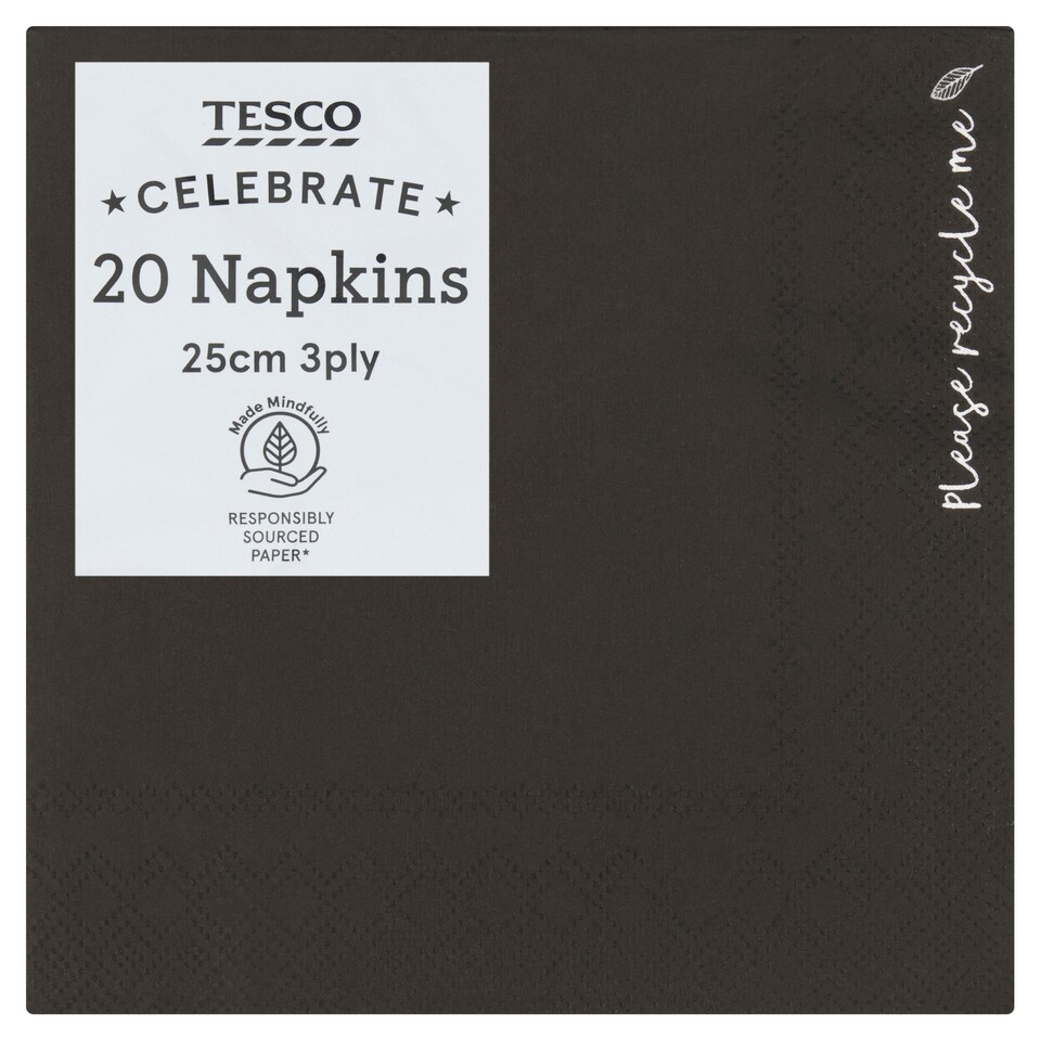 T. BLACK COCKTAIL NAPKIN 20pk