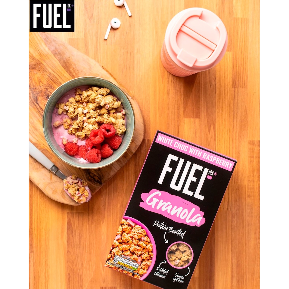 image 1 of FUEL10K WHITE CHOCOLATE & RASPBERRY PROTEIN GRANOLA BREAKFAST CEREAL 400g